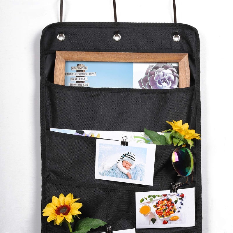 Sinzip Heavy Duty 10 Pocket Door Hanging File Organizer, Black Wall Storage Pocket Charts with 3 Hangers, Great for Classroom, School, Home or Office Use (10 Pocket) - Image 2
